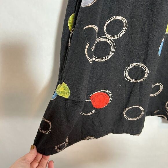 Mona Lisa Tunic Top Womens L Polka Dot Bubble Hem Pockets Artsy Lagenlook - Picture 4 of 7